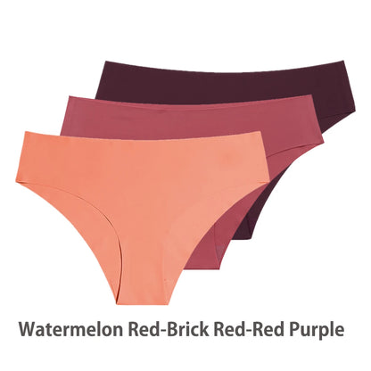 3PCS Seamless Silk Panties for Women – Breathable Low Waist Invisible Briefs, Soft & Sexy Underwear Set