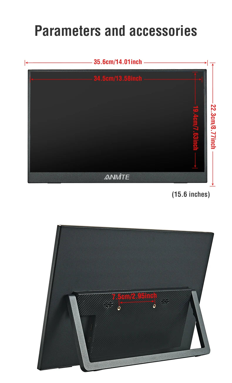 Anmite 15.6" Portable Touch Monitor – 1080P HDR Low Blue Light Display for Xbox, PS4/5, Switch & PC