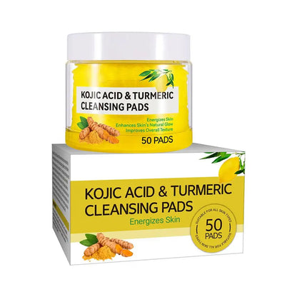 40/50pcs Turmeric & Kojic Acid Exfoliating Cleansing Pads – Facial Sponges for Daily Skin Care & Deep Cleansing