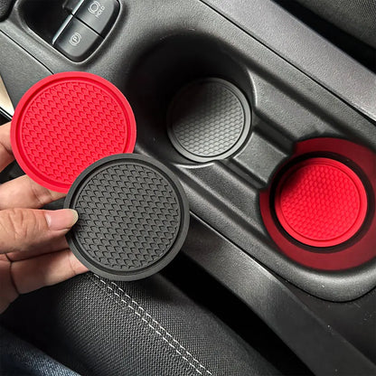 2PCS Non-Slip Car Cup Holder Mats – Round Heat-Resistant Drink Pad Coasters for Interior Auto Decoration Accessories