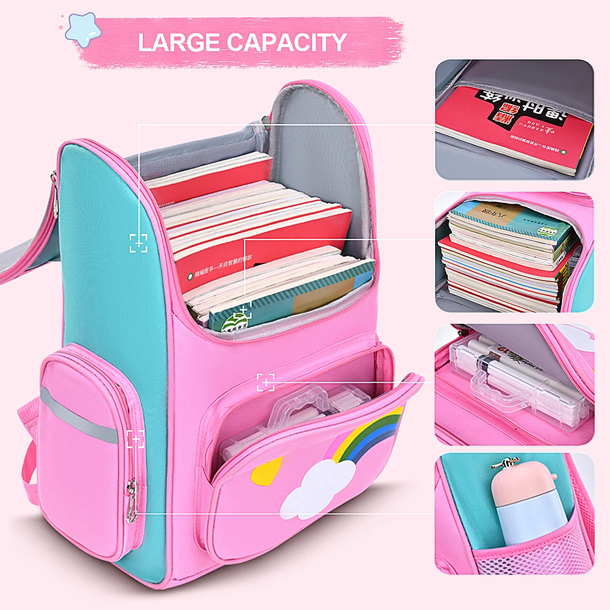 Children’s School Backpack | Cute Waterproof Lightweight Bag for Elementary Students, Grades 1-6, Ages 6-12