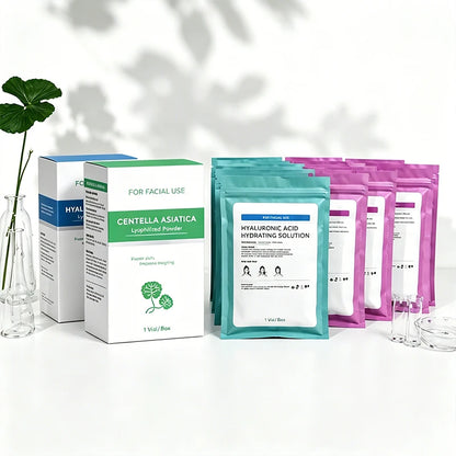 GPLab DIY Facial Repair Care Kit - Centella Asiatica Powder & Hyaluronic Acid Moisturizing Serum, 1-Vial Set