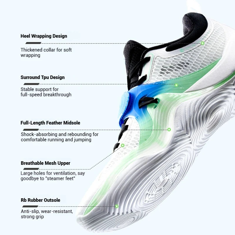 Xtep Light Attack 3 SE Basketball Shoes - Men's Lightweight Cushioned Support Sneakers 875219120002