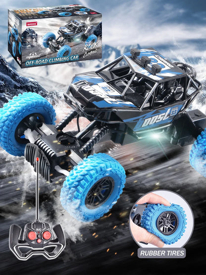 Remote Control Off-Road Toy Car - Colorful Flashing Lights and Rubber Wheels, Ideal Christmas Gift for Children