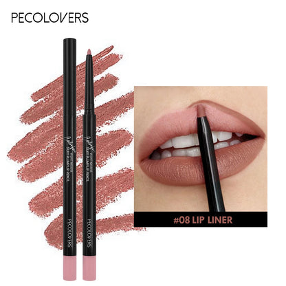 Waterproof Matte Lipliner Pencil – Long Lasting Red Contour Tint, Non-Stick & Moisturizing Lipstick in 12 Colors