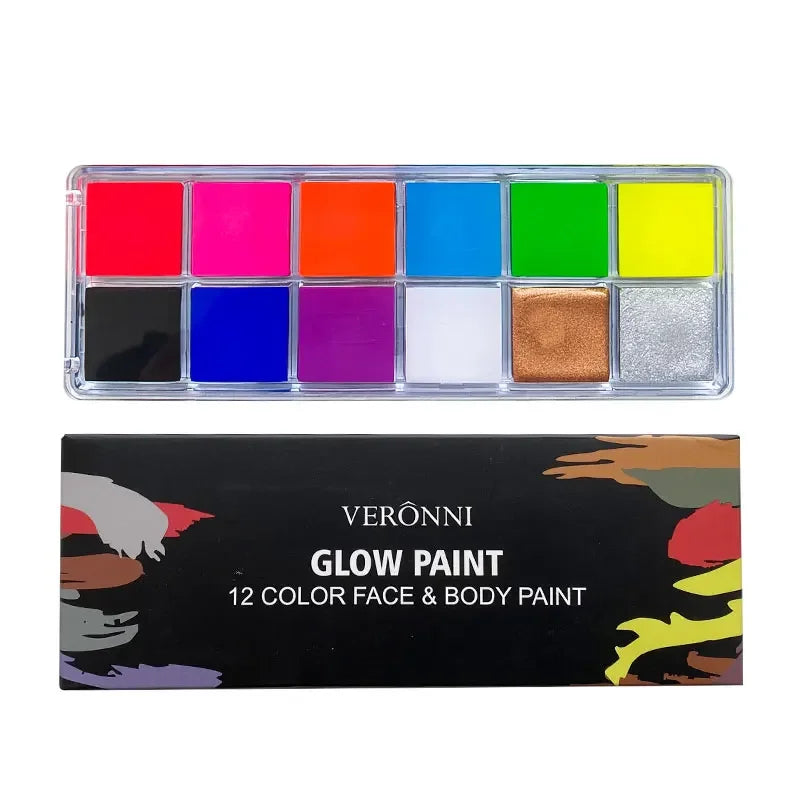 20-Color Face & Body Paint Set - Non-Toxic Kids Makeup with Brush for Halloween & Cosplay