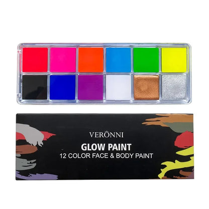 20-Color Face & Body Paint Set - Non-Toxic Kids Makeup with Brush for Halloween & Cosplay