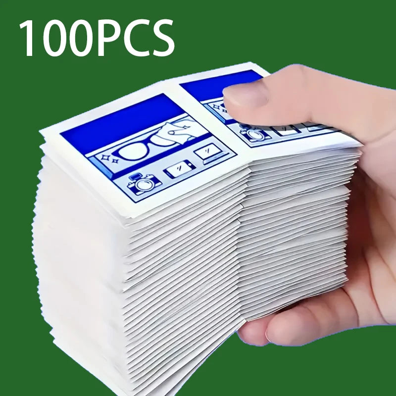 100 Disposable Eyeglass Cleaning Wipes - Individually Wrapped Screen & Lens Cleaning Cloths