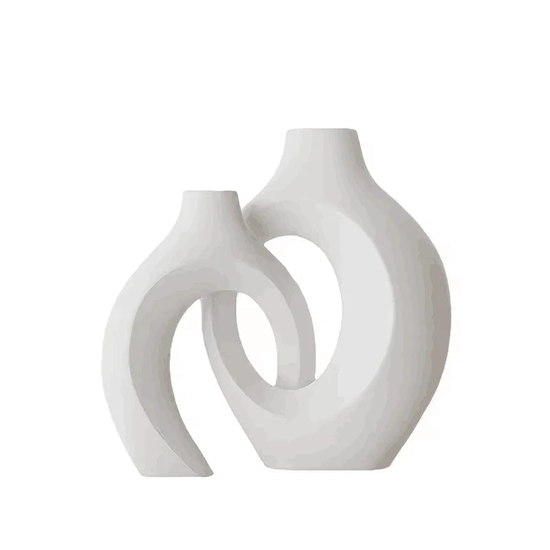 European Style White Plastic Decorative Vase Set - Minimalist Creative Home Decor for Living Room, Entryway & TV Cabinet Decoration