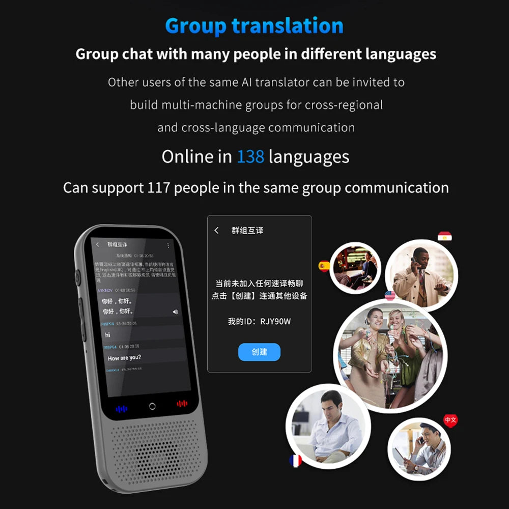 S80 Pro Portable Language Translator – 138 Languages, Voice Translation, 16 Offline Modes, ChatGPT Function