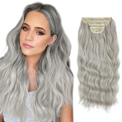SARLA Synthetic Long Wavy Clip-In Hair Extensions 22" Thick Hairpiece for Women – Brown, Blonde, Black