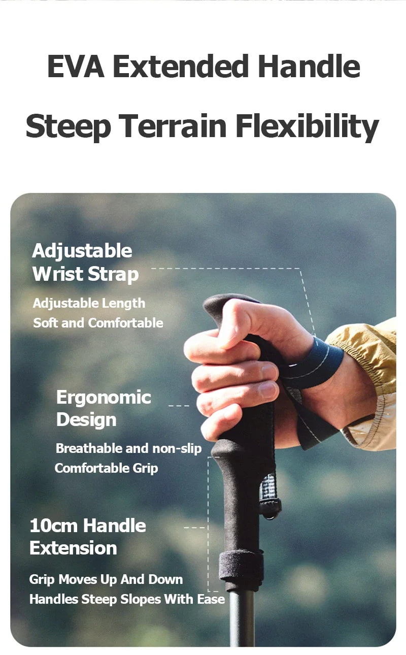 Naturehike Lightweight Trekking Poles – Carbon Fiber & Aluminum Alloy Folding Walking Sticks for Hiking & Climbing