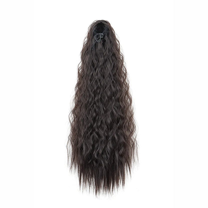 22-Inch Kinky Curly Ponytail Extension - Synthetic Drawstring Clip-In Hairpiece for Women