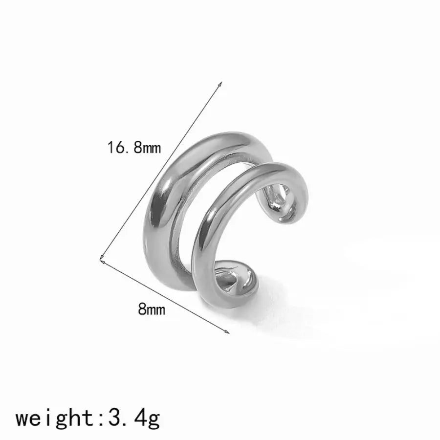 18K Gold Stainless Steel Multilayer Ear Clip – Waterproof Fashionable Women’s Jewelry Gift