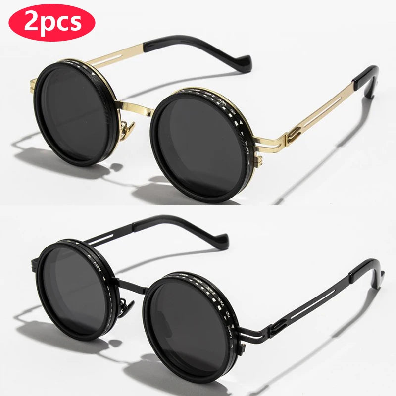 Polarized Round Sunglasses ND9 – Adjustable Dimming Retro Punk UV400 Shades for Men & Women, Ideal for Fishing & Outdoor Use
