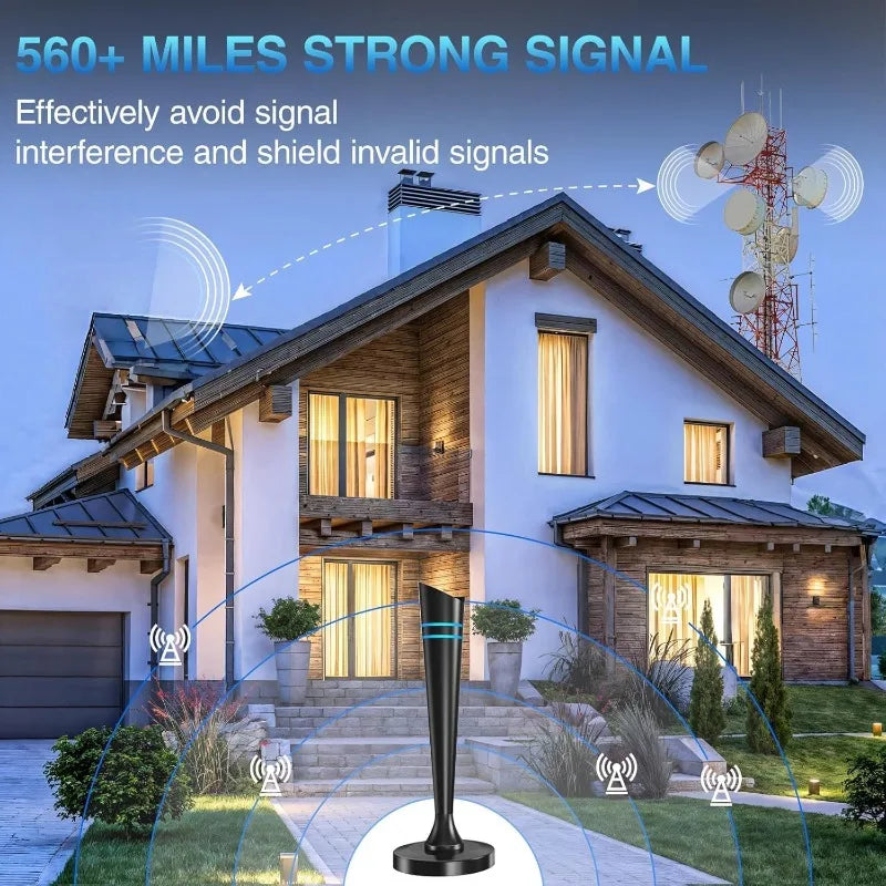 HD TV Antenna Long Range Reception - Indoor & Outdoor 4K/1080P Digital Antenna for Smart TV Local Channels