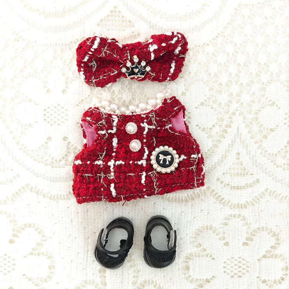 17cm Mini Plush Doll Clothes — Outfit Accessories for Labubu V1 & V2, Christmas Cookie Man Sweater Hat, New Year Gift