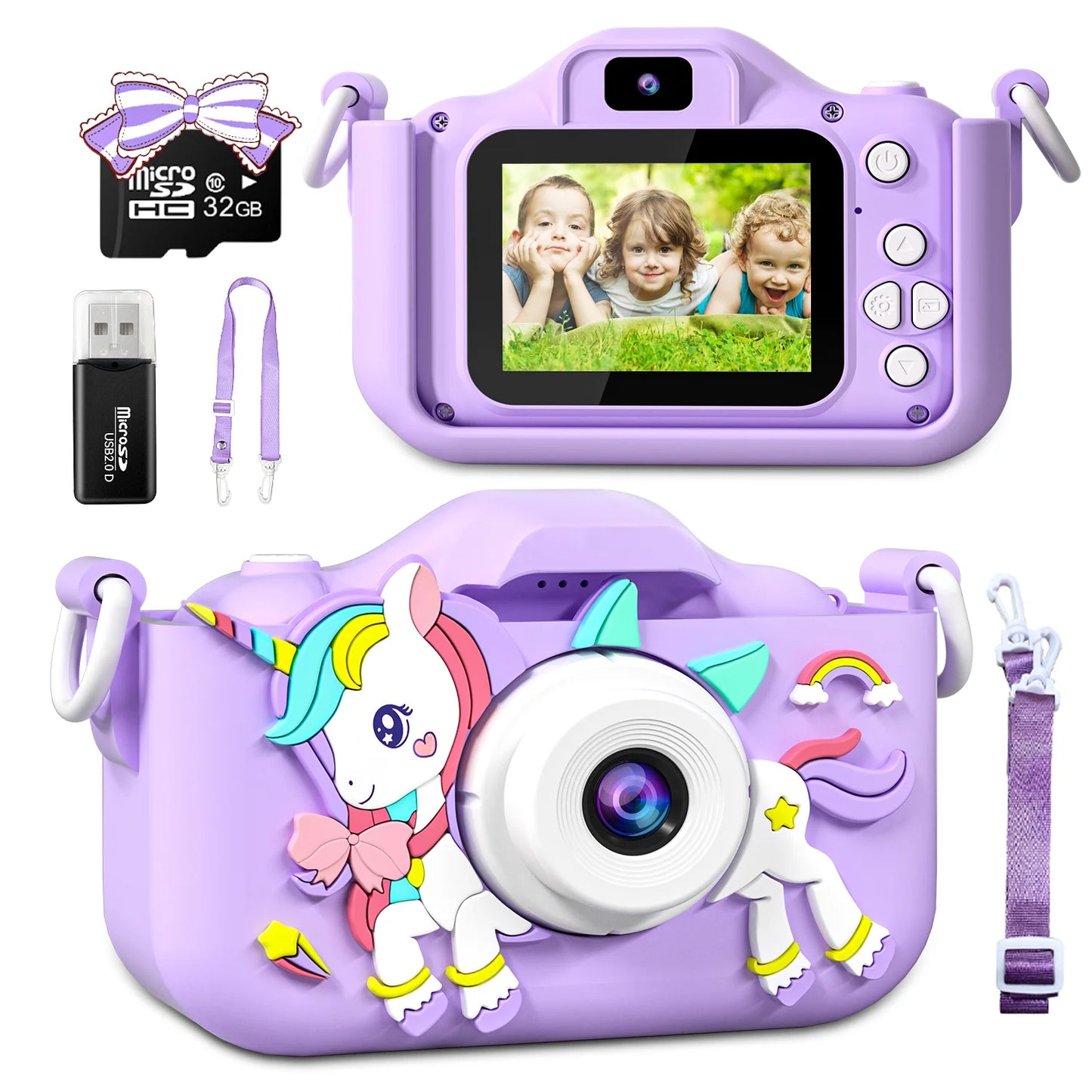 Kids Mini Unicorn Camera - 1080P HD Toy for Boys & Girls, 2" Screen with 32GB SD Card, Perfect Birthday Gift