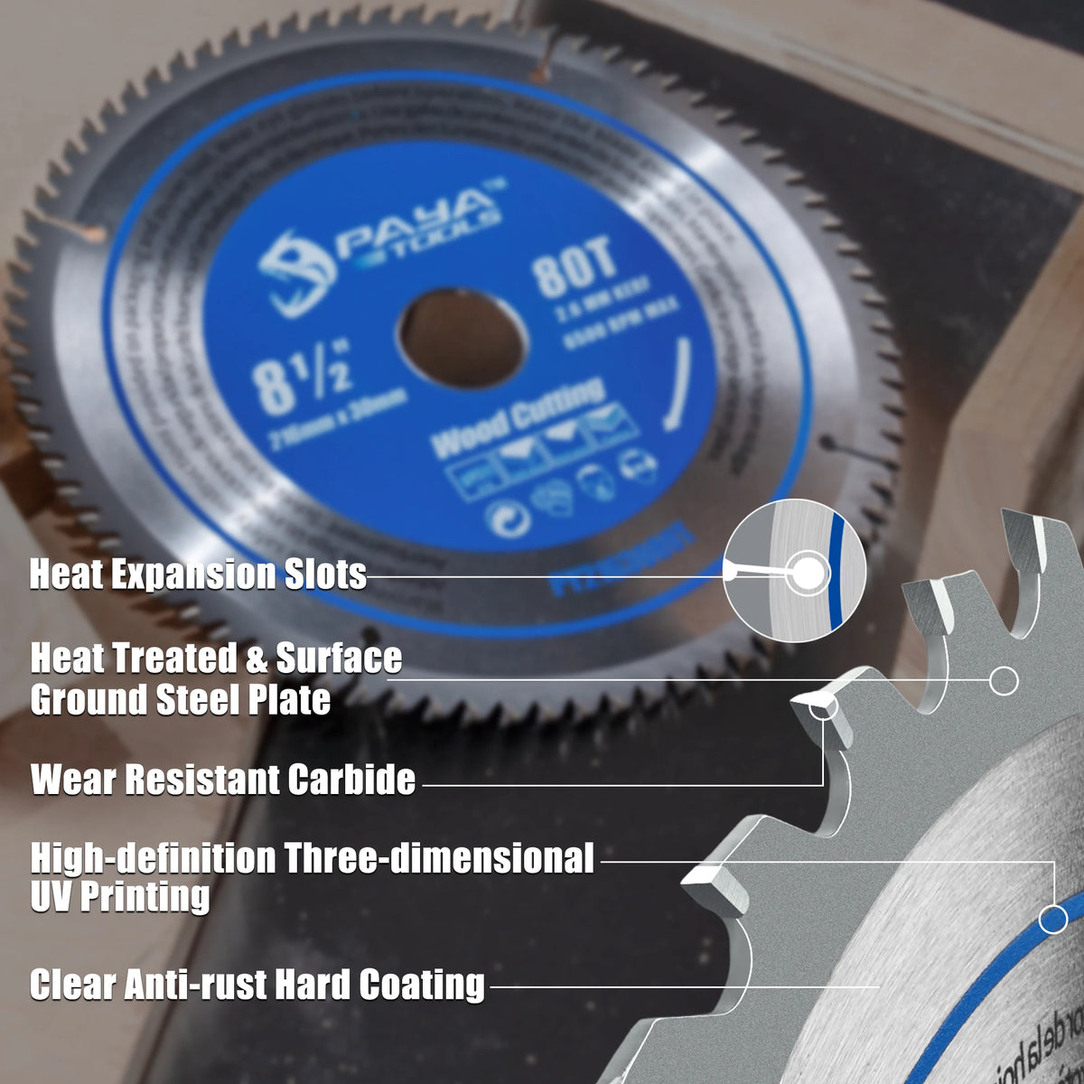 PAYA TCT Circular Saw Blade - ATB Framing Blade for Wood Cutting, TÜV Rheinland Tested & Certified