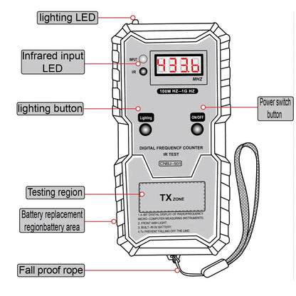 Car Keys Infrared Frequency Tester – Digital 100M-1GHz Infrared Frequency Counter with Illumination