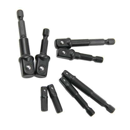 8pc Electric Screwdriver Adapter Set – 1/2'' Hex, 3/8'' Square, 1/4'' Extension Rod Tool Accessories