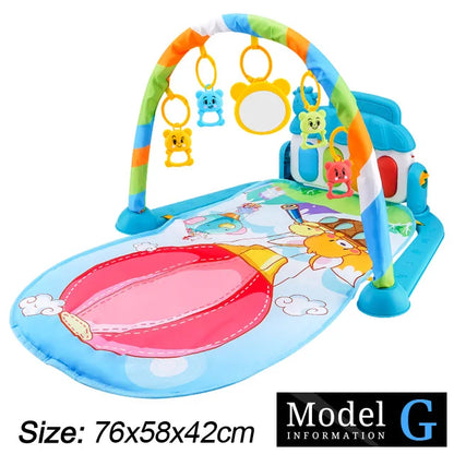 Baby Fitness Play Gym - Newborn Piano Activity Mat with Music, Crawling Blanket & Early Education Toys 0-36 Months