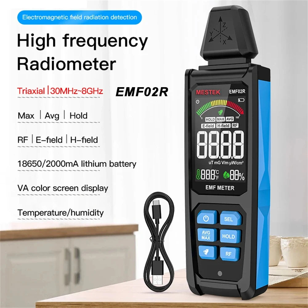 Professional EMF Meter Electromagnetic Field Detector - Portable Radiation Tester with Alarm for Home, Office & Ghost Hunting
