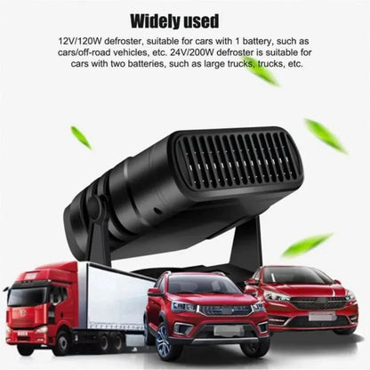 Electric Car Heater & Air Cooler Fan 12V/24V – Portable 120W Demister Defroster for Windshield Defogging