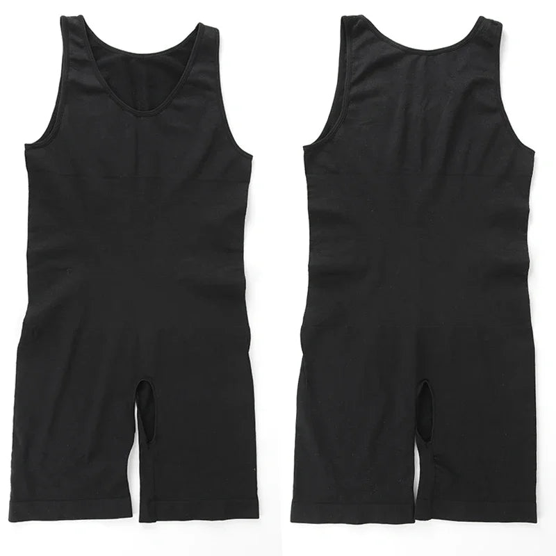 Men’s Sleeveless Bodysuit Shaper — Full Body Compression Undershirt, Tummy Control Slimming Vest Shapewear