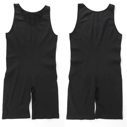Men’s Sleeveless Bodysuit Shaper — Full Body Compression Undershirt, Tummy Control Slimming Vest Shapewear