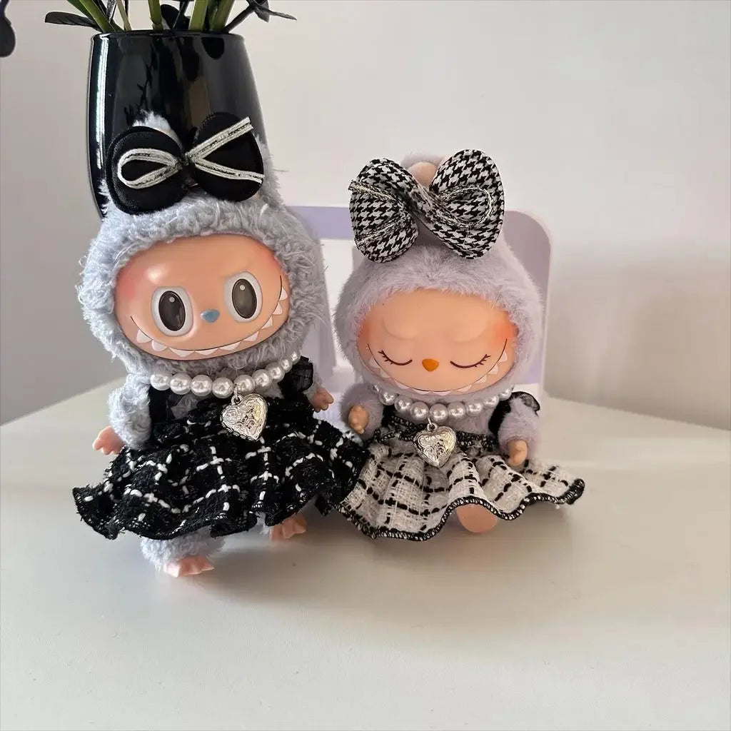 Mini Doll Clothes Outfit - Kpop EXO Labubu Idol V1 V2 Skirt & Sweater Set, Korea-Inspired Gift