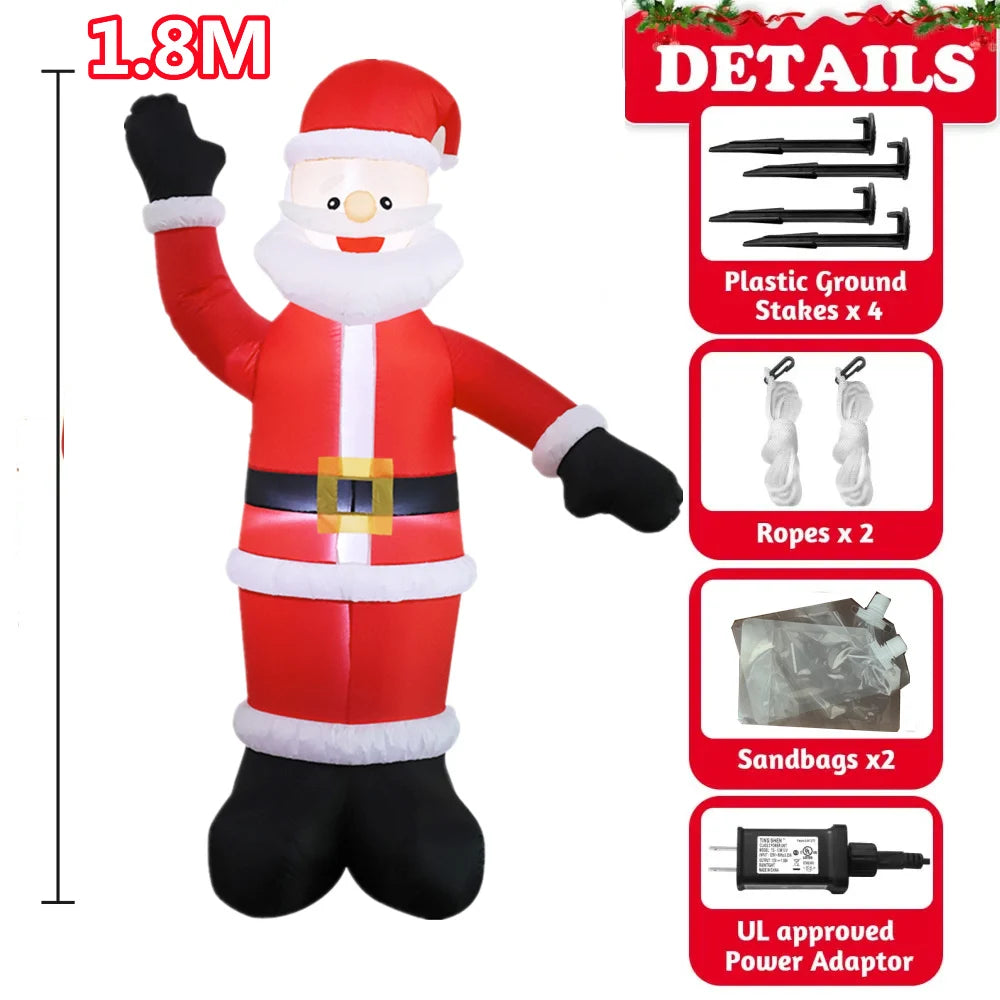 Inflatable Christmas Decorations – Tree, Snowman, Santa, Bear & Gingerbread Man with Built-in LED for Outdoor Garden & Party Decor
