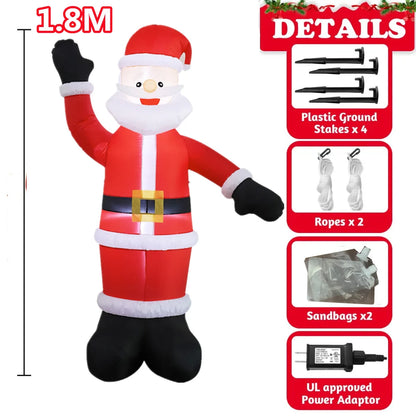 Inflatable Christmas Decorations – Tree, Snowman, Santa, Bear & Gingerbread Man with Built-in LED for Outdoor Garden & Party Decor