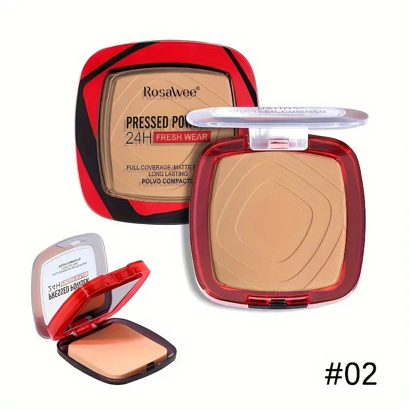 Full Coverage Pressed Powder Foundation with Puff – 24H Long Lasting Matte Oil Control Face Makeup for Smooth Flawless Finish