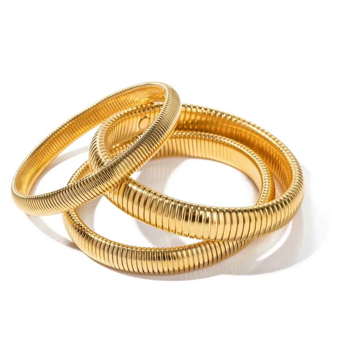 Stainless Steel Flex Snake Chain Cuff Bracelet – 18k Gold Plated Wide Bangle Fashion Jewelry for Women Gifts