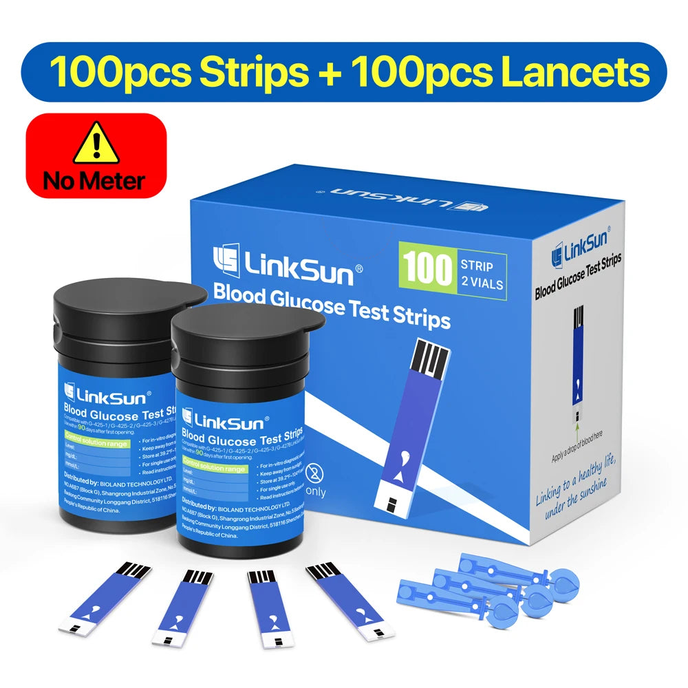 Linksun G-425-2 Blood Glucose Meter — 50/100PCS Test Strips, Digital Diabetes Testing Device, Blood Sugar Monitor