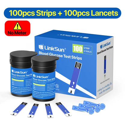 LinkSun G-425-3 Blood Glucose Meter Kit - No-Code Diabetes Tester with 10, 50 or 100 Test Strips