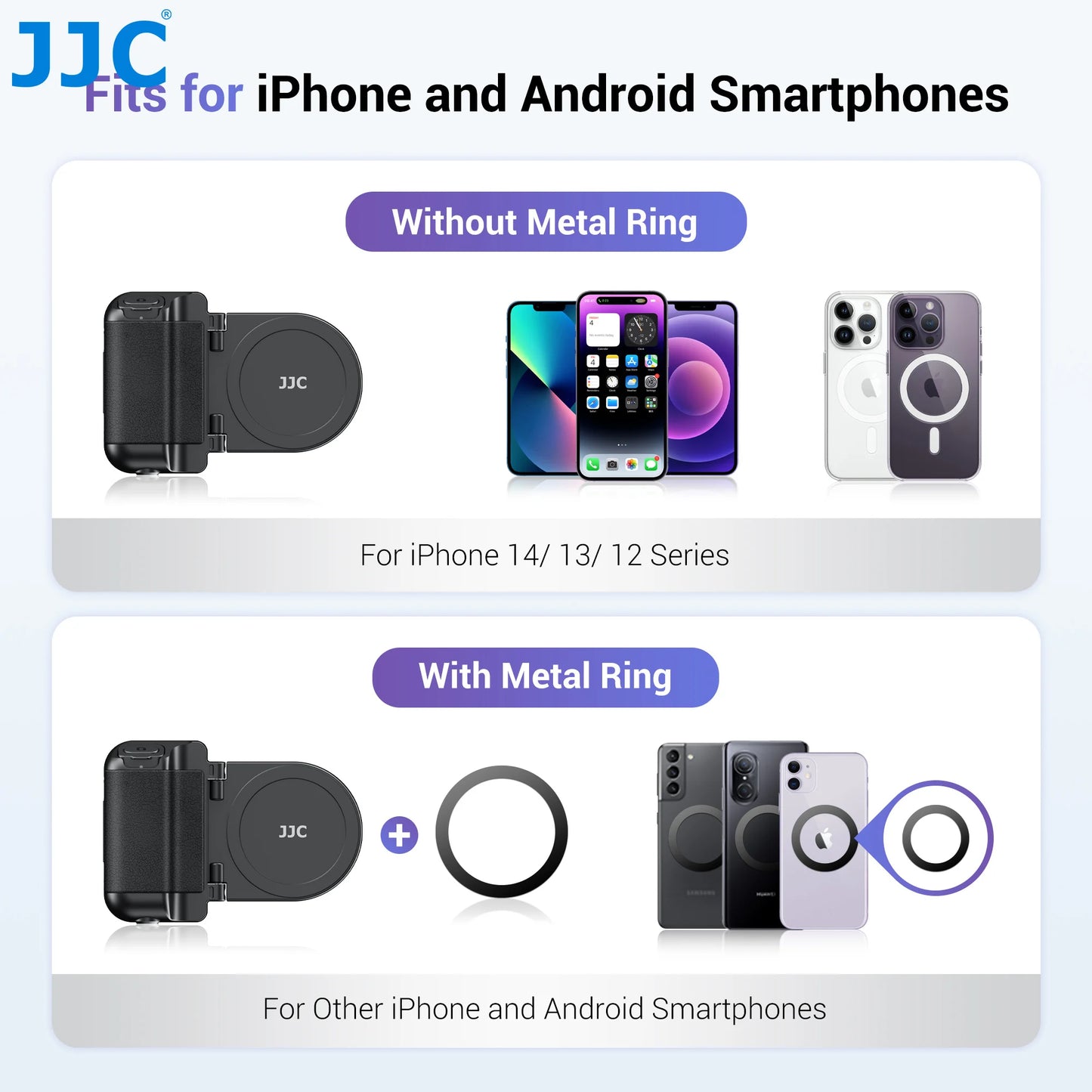 JJC Magnetic Snapgrip: Magsafe Phone Hand Grip with Bluetooth Remote Control - Handheld Shutter Tripod Mount for Vloggers