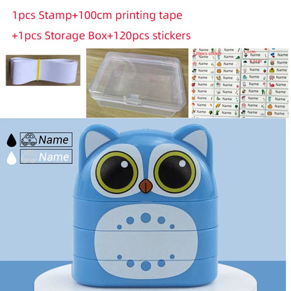 Custom Children’s Name Seal – Double-Layer Black & White Ink Stamp, Waterproof Name Sticker for School & Kindergarten