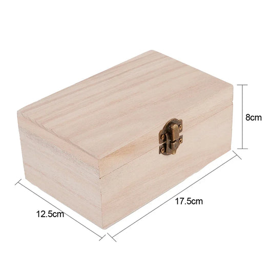 Wooden Jewelry Storage Box with Lid — Square Hinged Craft Box for DIY, Home Decor, and Mother's Day Gift