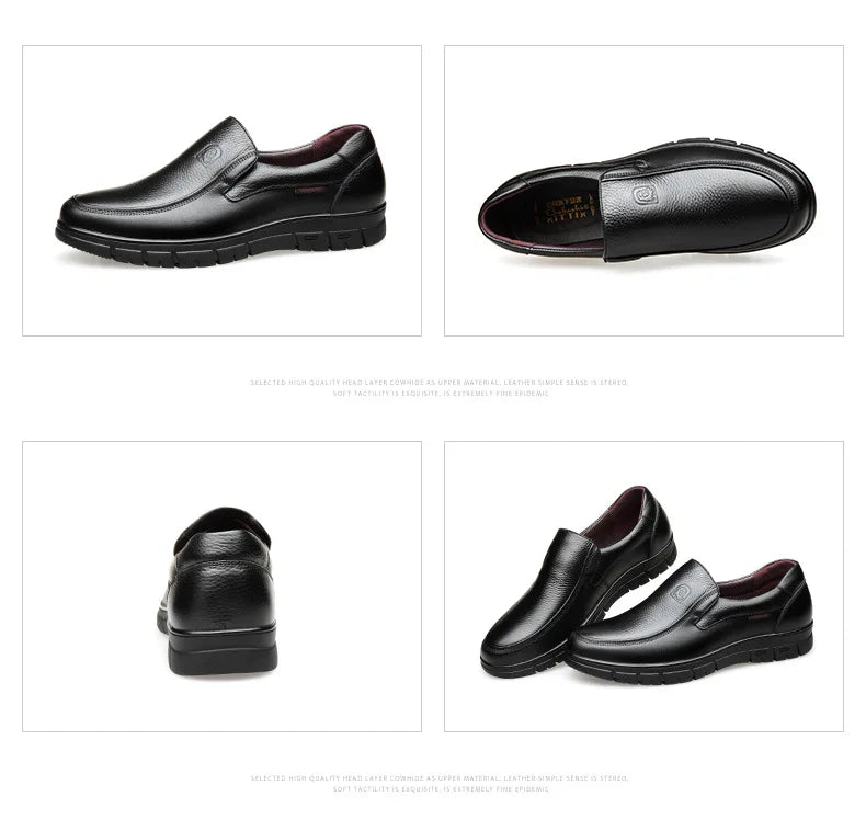Genuine Leather Handmade Men's Shoes – Casual Loafers, Breathable Slip-On Walking Sneakers for Outdoor Wear