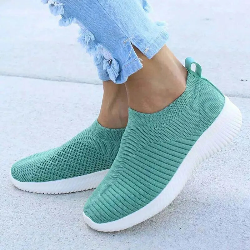 Women’s Fashion Sneakers — Casual Walking Flat Platform Sock-Style Chunky Slip-On Shoes