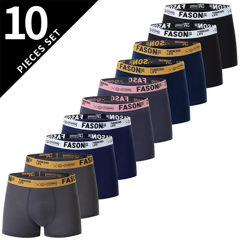 4/10 Pack Men's & Teen Boys' Boyshort Underwear – Comfy Elastic Waist, Parent-Child Matching, Multi-Size Fashion Shorts