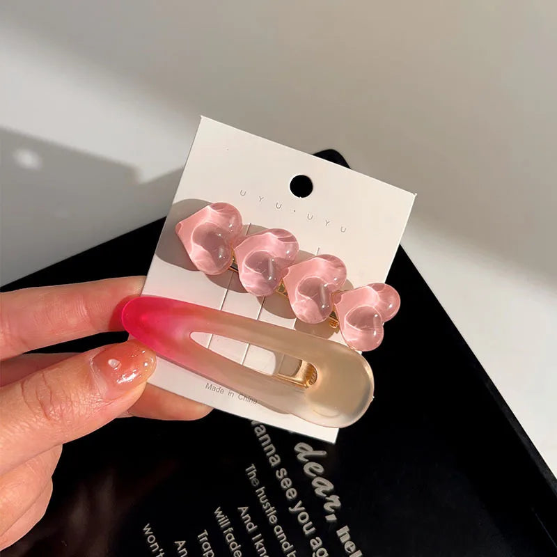 Cute Love Acrylic Hair Clips –  Frosted Barrettes for Girls Fashion Hair Accessories & Trendy Jewelry Pins