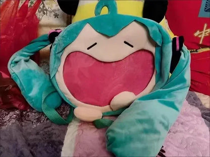 Hatsune Miku Shoulder Bag – Cute Anime Girl Plush Backpack, Kawaii Knapsack for Students & Kids Gifts