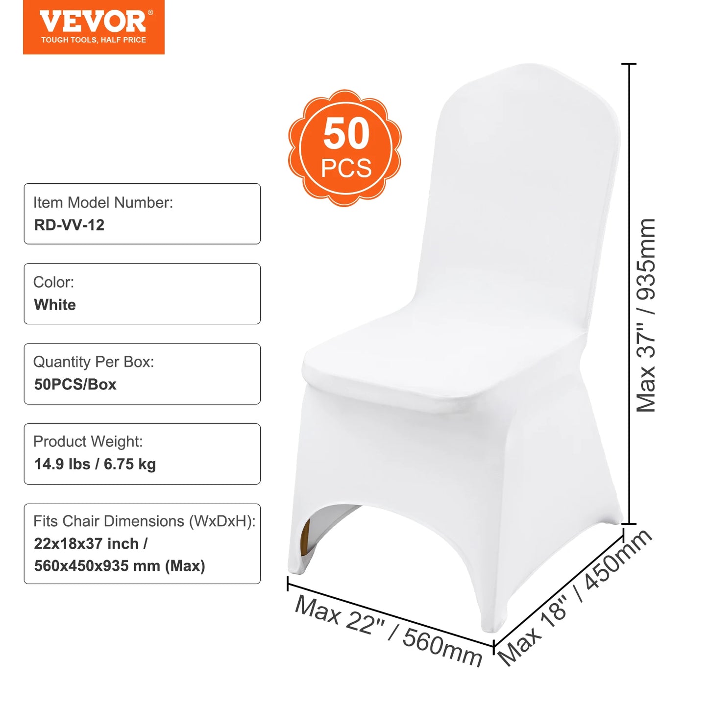 SucceBuy Wedding Chair Covers – 12/30/50/100Pcs White Spandex Stretch Slipcovers for Banquet, Party & Dining