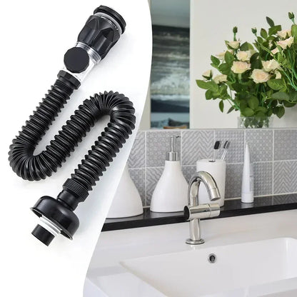 Flip-Top Kitchen Sink Drain with Retractable Deodorizing Filter - Anti-Clogging Flexible Downspout Bathroom Sink Accessory