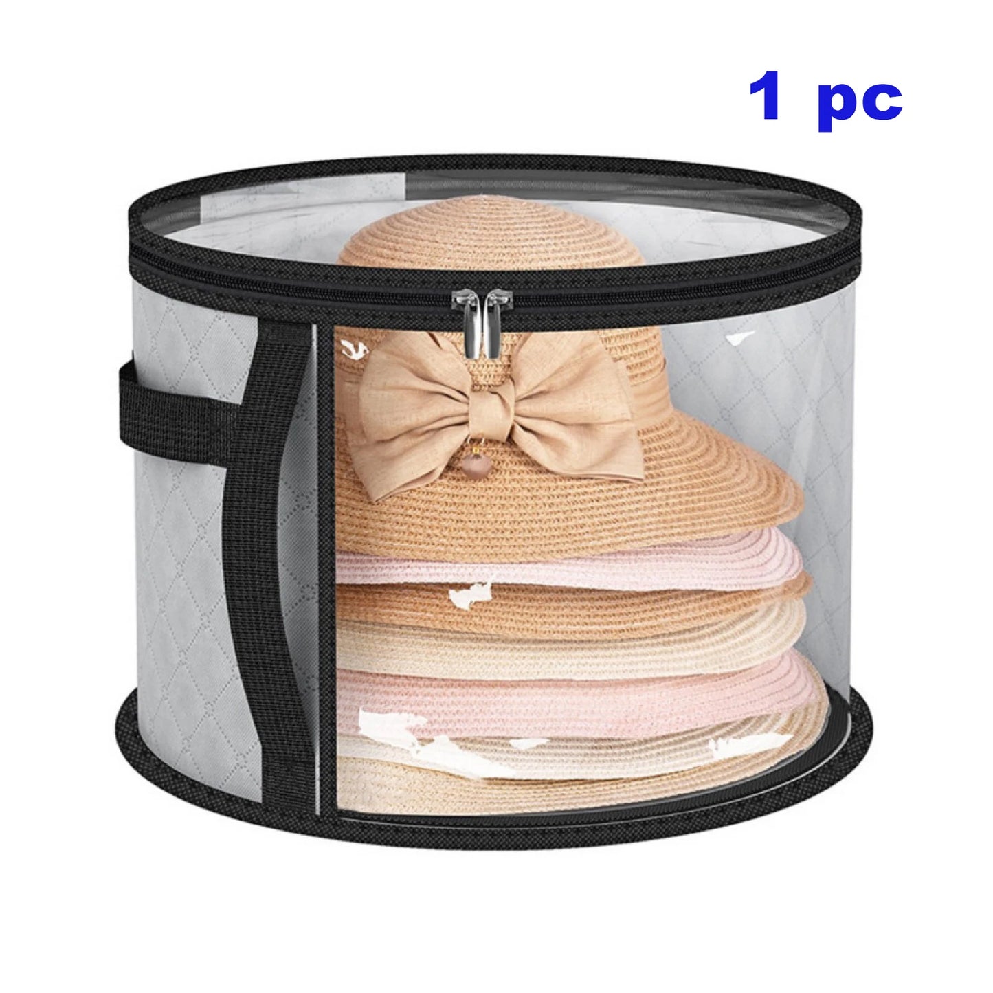 Foldable Hat Storage Bucket Bag – Travel Organizer with Handle & Clear Window for Wide Brim Hats