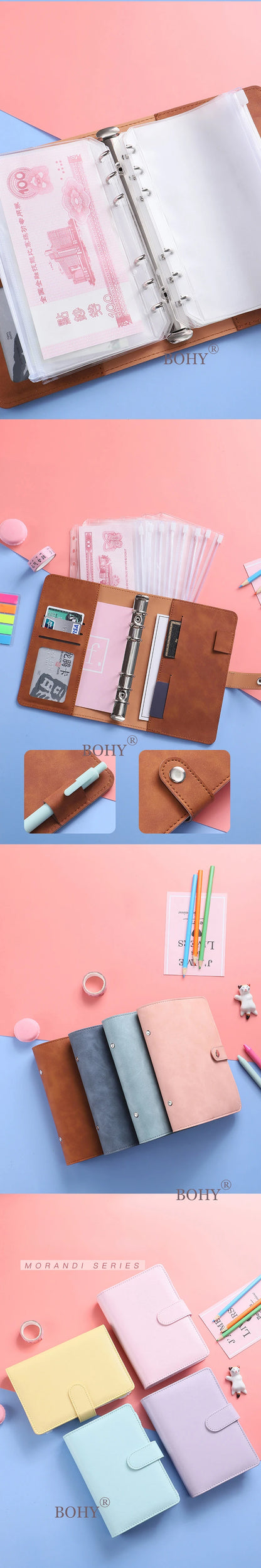2024 A6 PU Leather Budget Binder Set – Cash Envelopes System with Binder Pockets for Money, Budget Saving & Bill Organizer