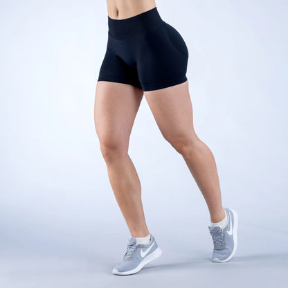 Women's Fitness Sports Leggings – Seamless Low Rise Three-Part Pleated Yoga Shorts for Gym & Workout